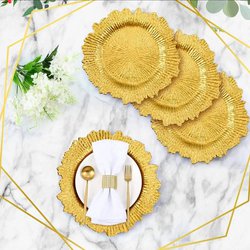 Gold Plastic Bamboo style Charger Plate