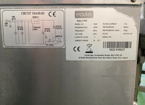 Polar 3 Door Counter Fridge