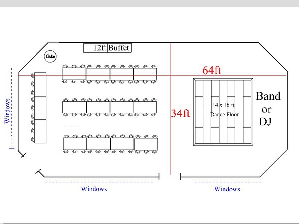 34ft x 64ft framed marquee plan