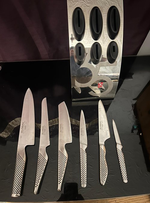 6x Global Knives And Block For Sale