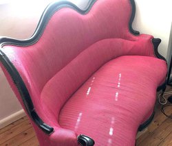 large pink sofa