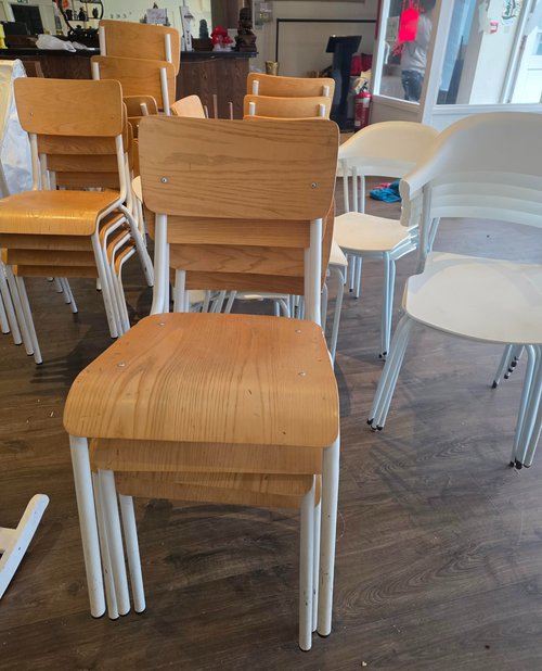 30x Wooden Cafe Chairs For Sale