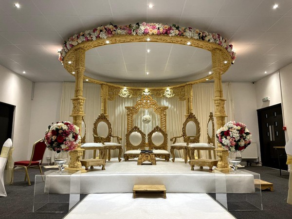 Circular gold mandap