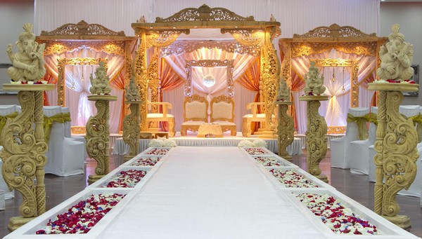 White and gold mandap for sale