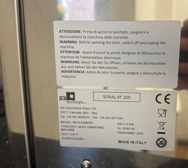 ICB Serial BT 209 Tempering Machine