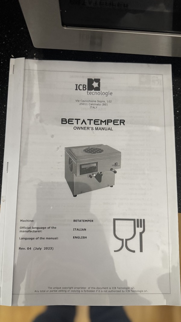 ICB Technologie Betatemper Tempering Machine Manual