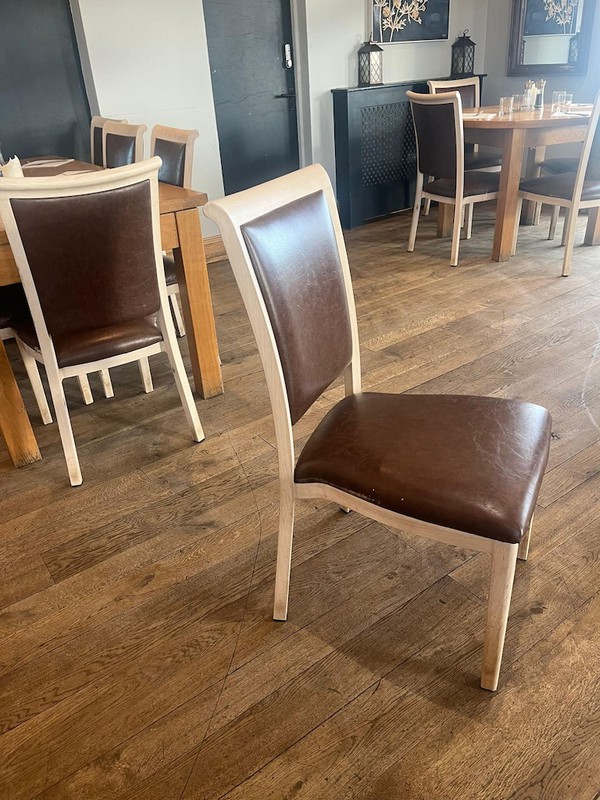 Wood and Leather Dining Chairs