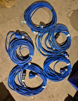6x 20m 16amp Ceeform Extension Cables For Sale