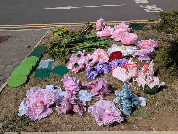 Pink and puple faux flowers