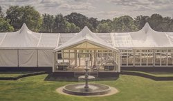 12m x 21m Custom Covers marquee with high peak roofs