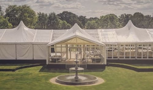 12m x 21m Custom Covers marquee with high peak roofs