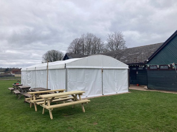 6m framed marquee with curved roof