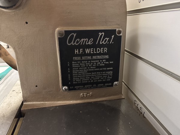 Acme No1 PVC HF welder for sale