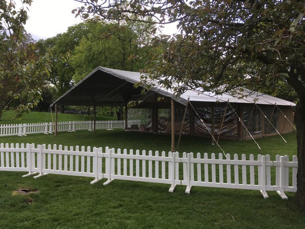 Framed marquee with over hang
