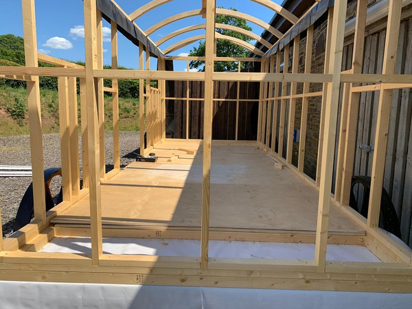 Shepherd's hut oak framing