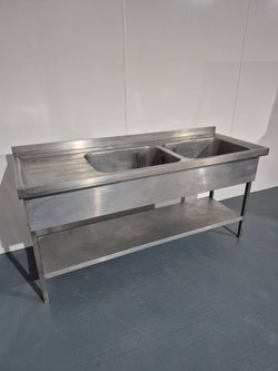 Large Solid Welded Stainless Steel Double Bowl Sink
