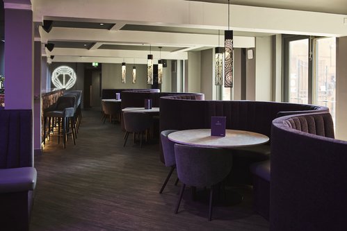Purple Curved Semi Circular Booths