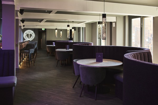 Purple Curved Semi Circular Booths