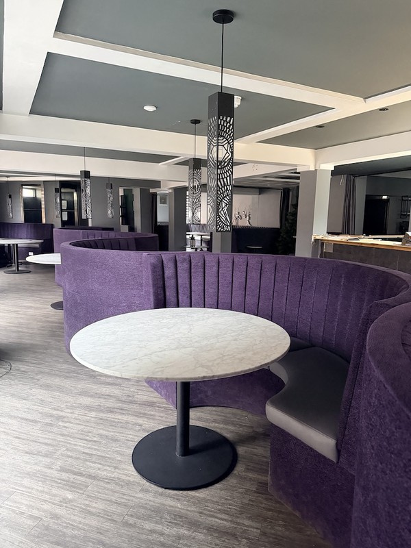 Purple Curved Semi Circle Booth Seating