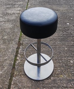 Chrome and Black Leather Bar Stools