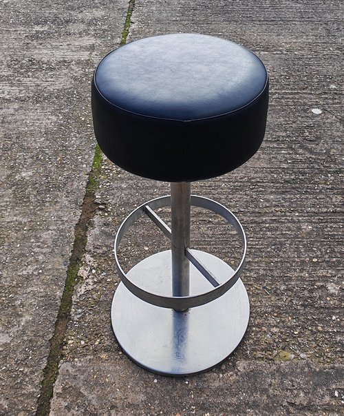 Chrome and Black Leather Bar Stools