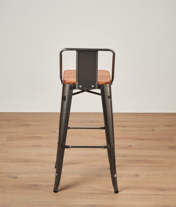 Industrial Bar Stool With Wood Seat