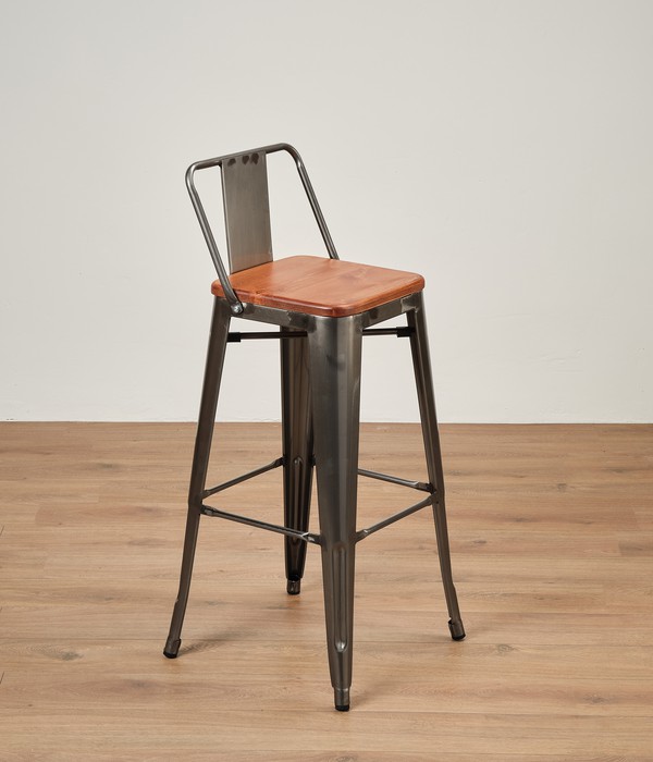 New Paris Bar Stool With Wooden Seat