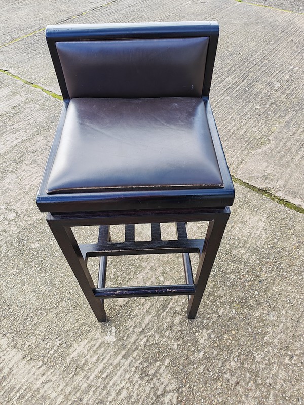 Black Leather High Bar Stool Chairs