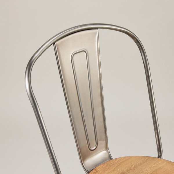 Metal Cafe Chairs With Wooden Seat