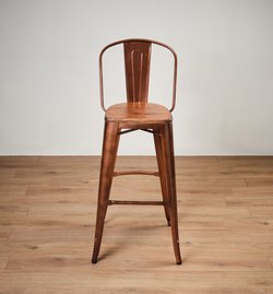 Copper Bar Stool With Wooden Seat For Sale