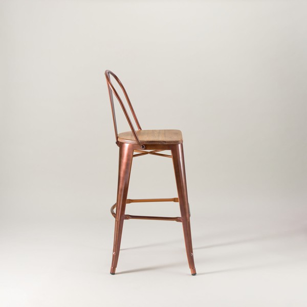 New Copper Bar Stool With Wooden Seat