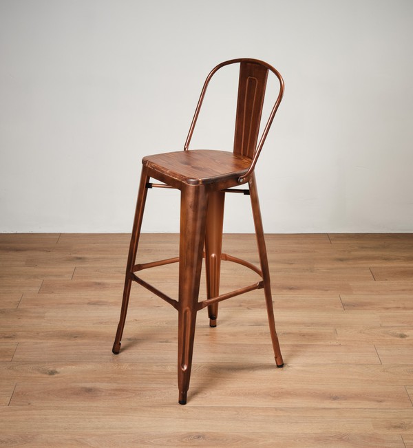 New Copper Bar Stool With Wooden Seat