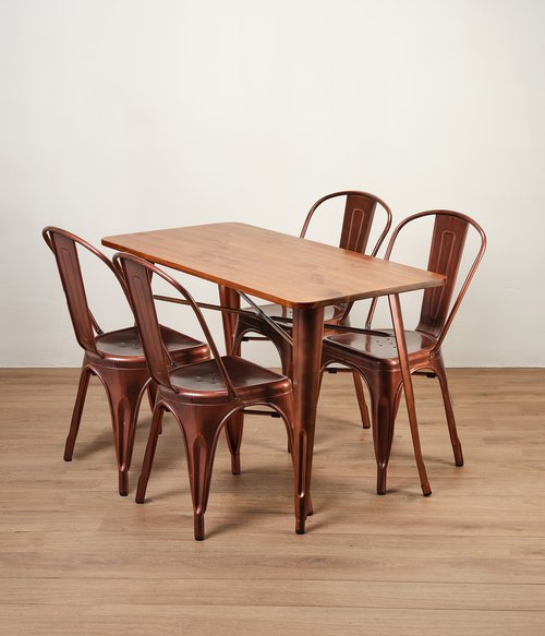 Copper Paris Cafe Table & 4 Chair Set