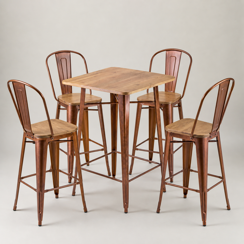 Copper Bar Table And Chair Set