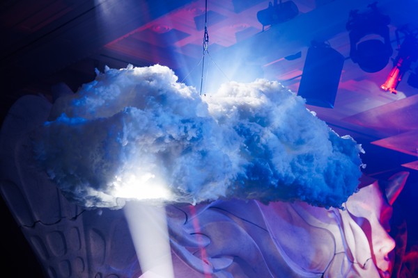 Dark clouds venue decor