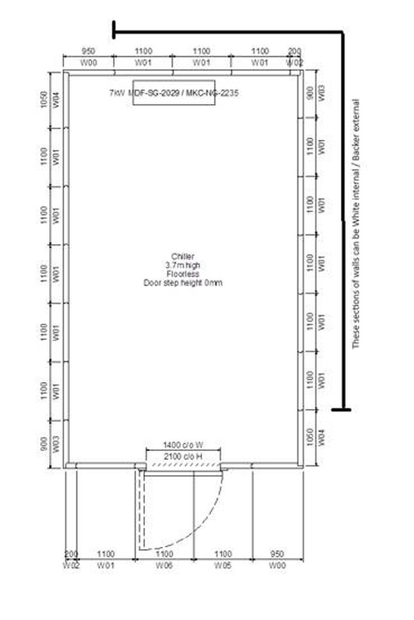 4.5m x 7.5m  Walk in fridge plan