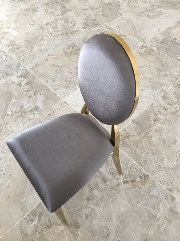 Dior chairs gold frame with silver upholstery