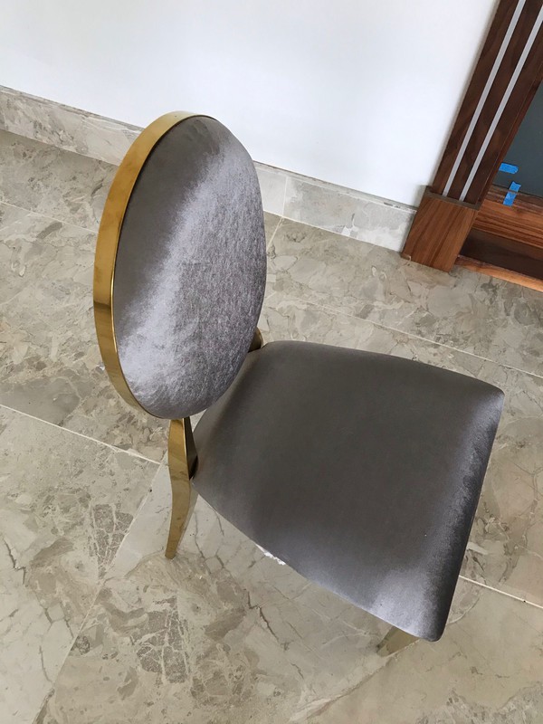 Dior wedding chairs with gold frames