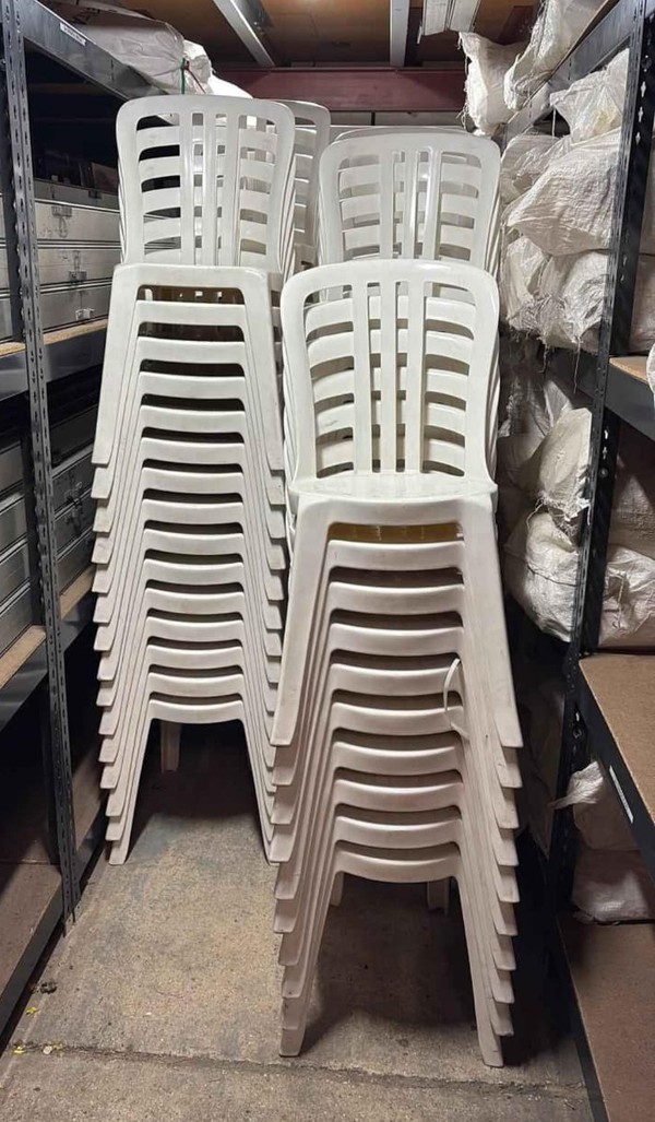Secondhand White Plastic Bistro Chairs