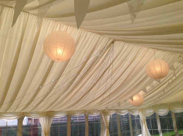9m x 3m Pleated Ivory Roof Lining For Sale