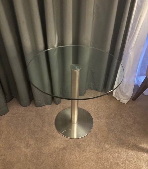 90x Glass And Steel Side Tables For Sale