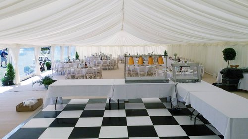 Ivory pleated lining wedding marquee