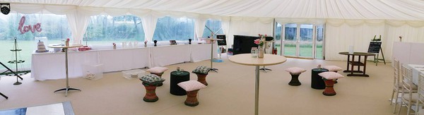 wedding marquee with ivory pleated lining