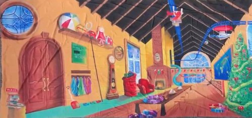 8m x 4m Santa's Workshop Backdrop For Sale