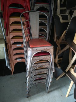 Tolix style aluminium stacking cafe chairs