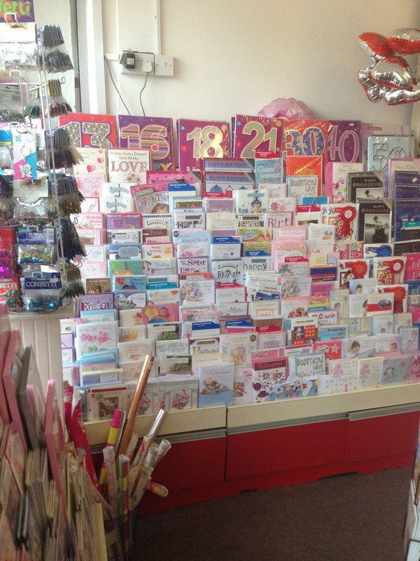 Birthday cards on stand