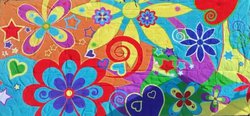 8m x 4m 60's Flower Power Backdrop For Sale