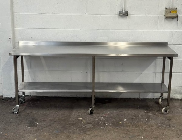 234cm Steel Table On Castors For Sale