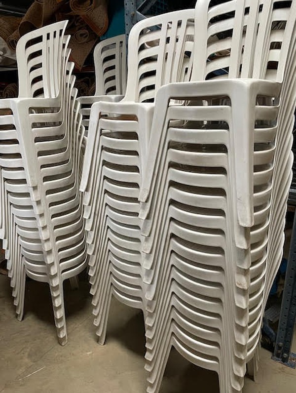 Secondhand 60x White Plastic Patio Chairs