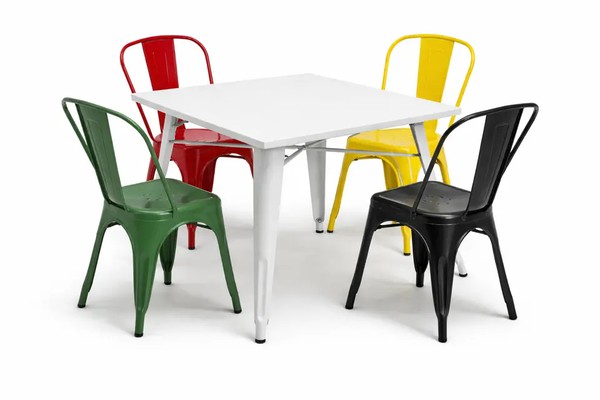 Cafe tables with tolix chairs